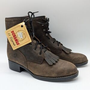 NWT Durango Lil Legends Roper Brown Leather Lace Up Boot 5.5
